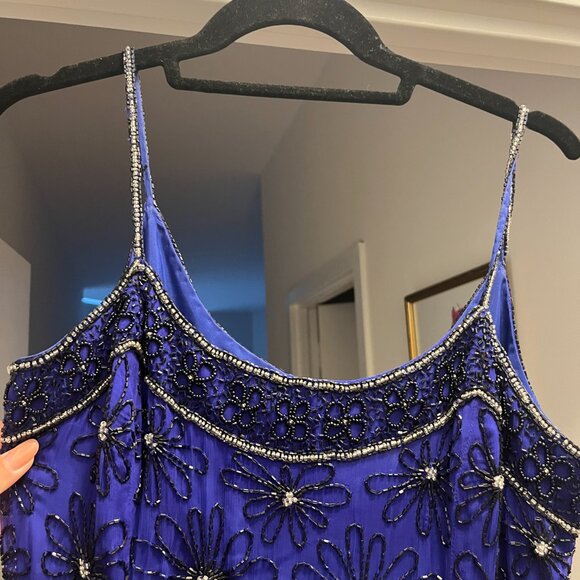 VINTAGE! Adrianna Papell Couture Royal Blue Embellished Evening Gown - Picture 4 of 9